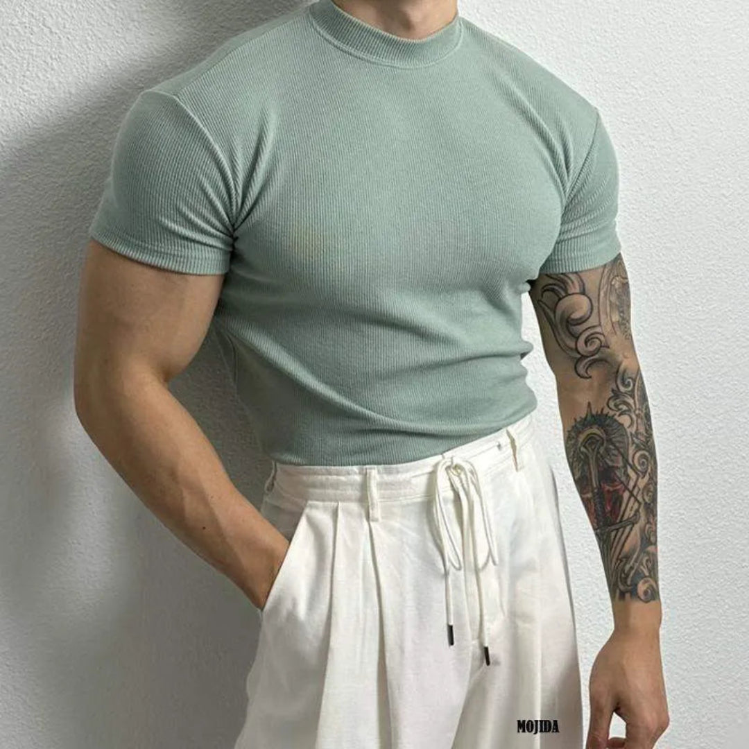 Jaxon Ribbed Mock Neck T-Shirt Artisio