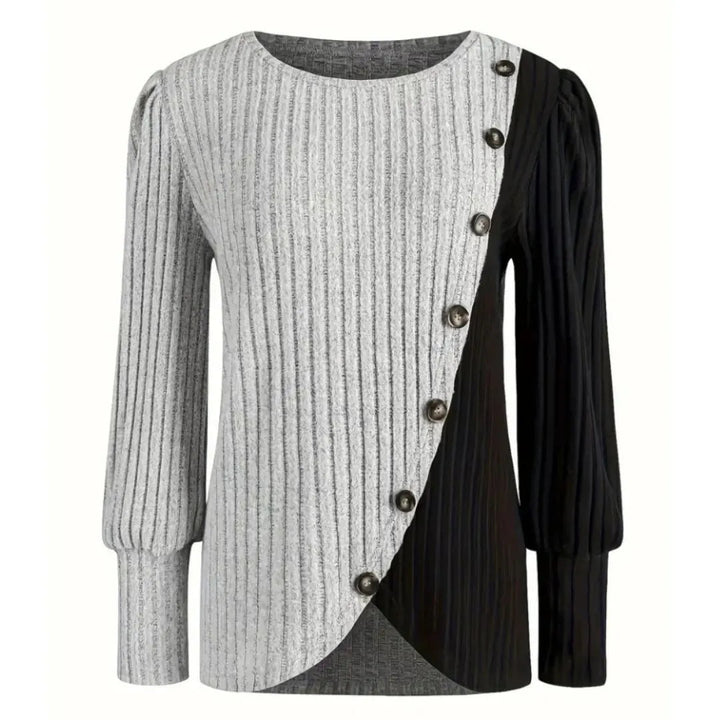 Kaia Women’s Two-Tone Ribbed Knit Top Artisio