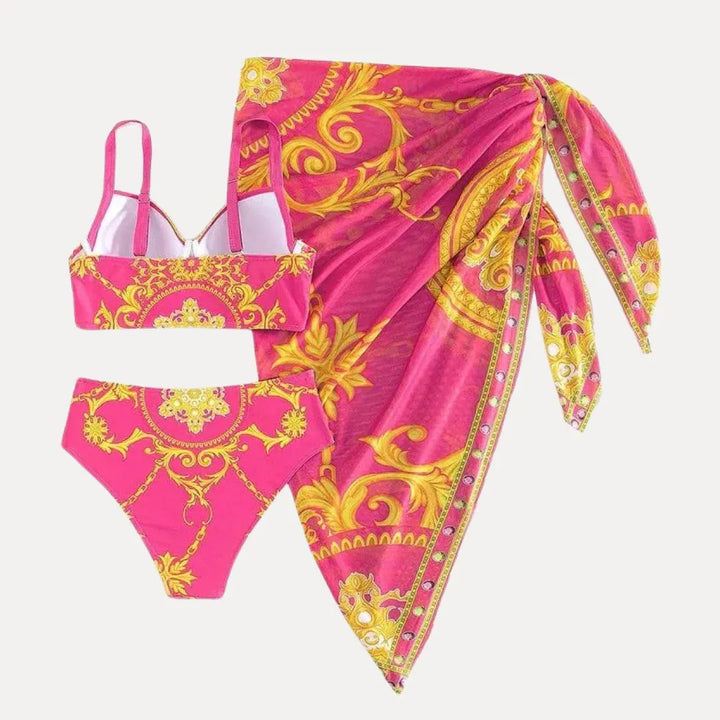 Karen Baroque Print Bikini & Sarong Set
