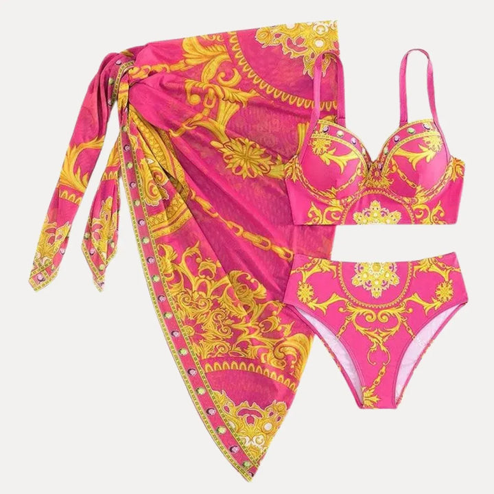 Karen Baroque Print Bikini & Sarong Set