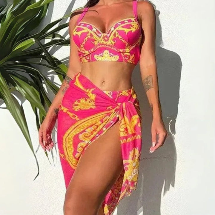 Karen Baroque Print Bikini & Sarong Set
