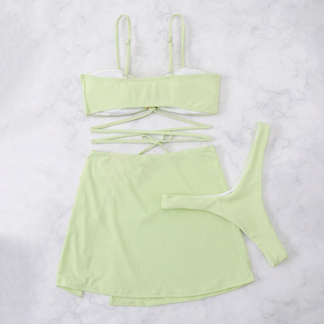 Kath 3-Piece Heart Ring Bikini Set