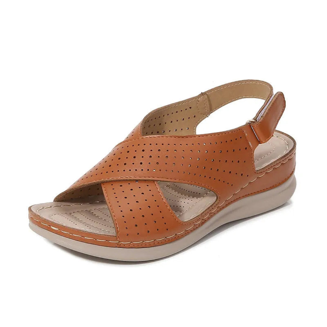 Kristen Cross Strap Faux Leather Sandal Artisio