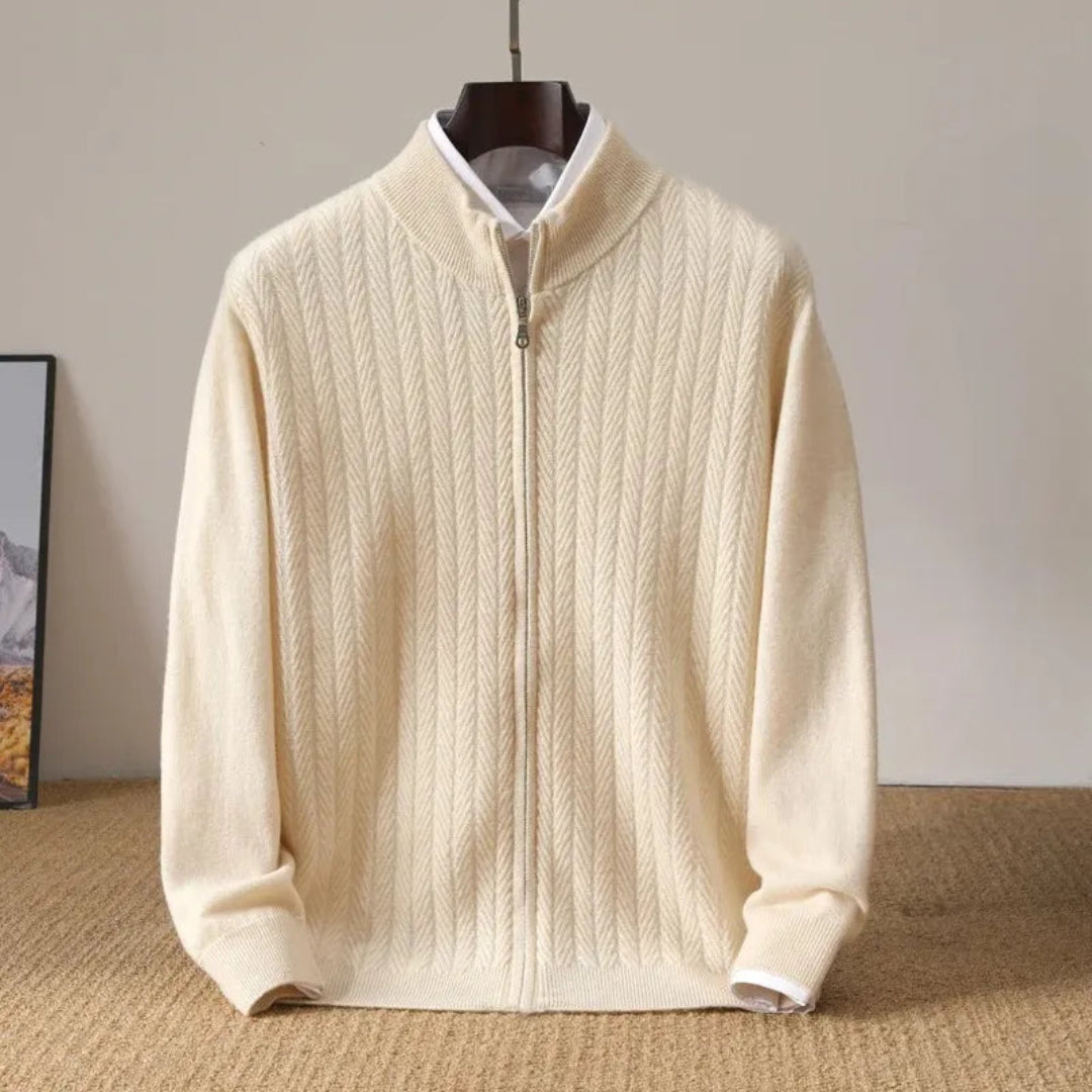 Lance Wool Zip-Up Cardigan Artisio