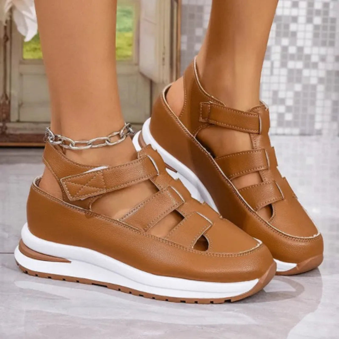 Lauren Cut-Out Platform Faux Leather Sandals Artisio