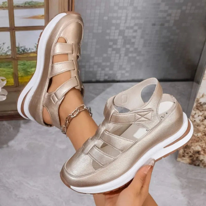 Lauren Cut-Out Platform Faux Leather Sandals Artisio