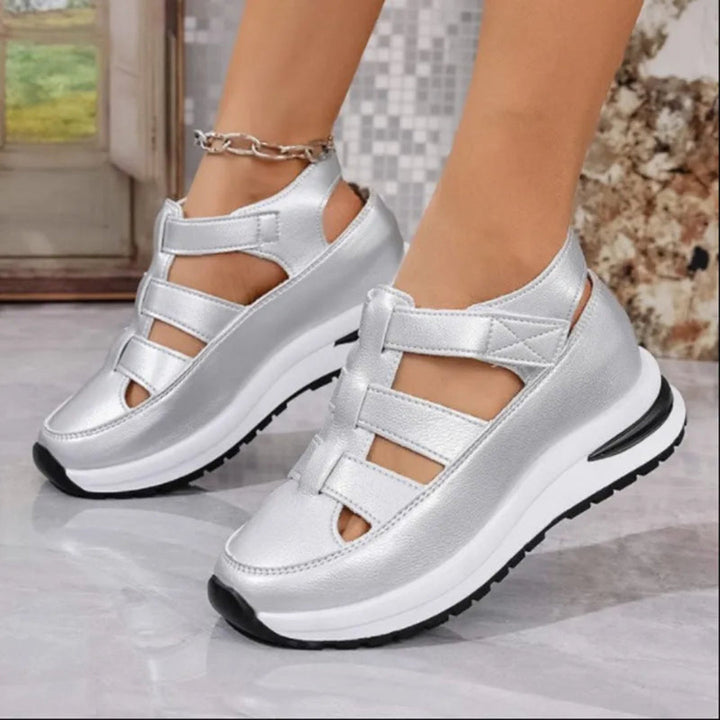 Lauren Cut-Out Platform Faux Leather Sandals Artisio