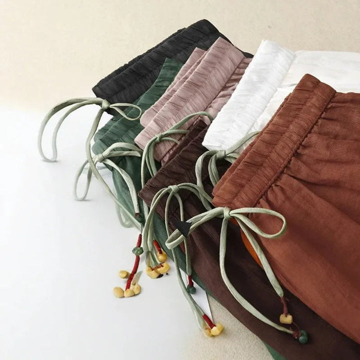 Lauren Drawstring Waist Linen Pants Artisio