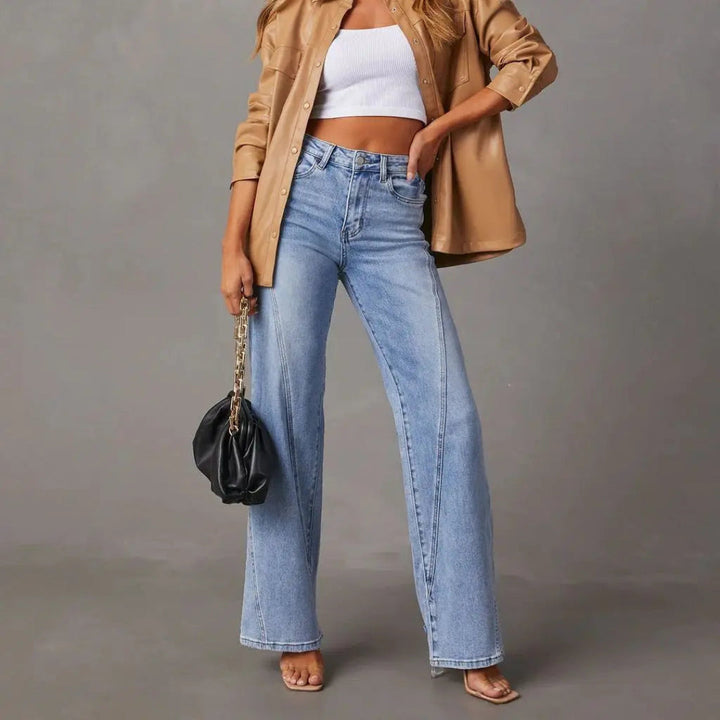 Layla High Waist V-Seam Wide Leg Jeans Artisio