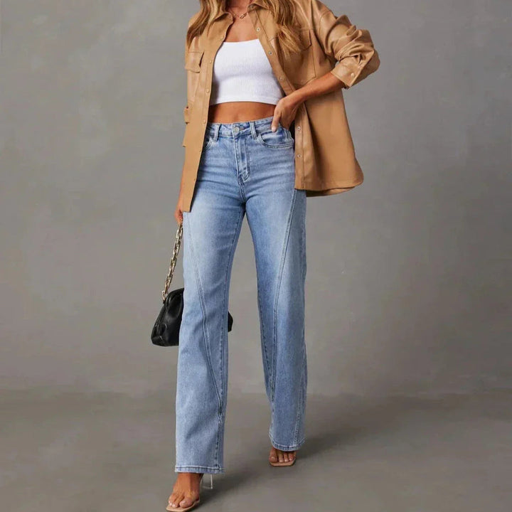 Layla High Waist V-Seam Wide Leg Jeans Artisio