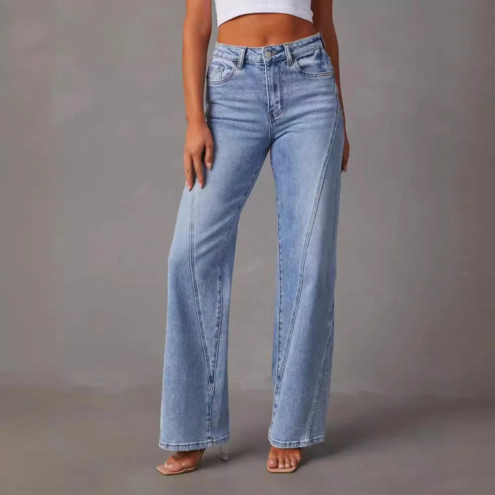 Layla High Waist V-Seam Wide Leg Jeans Artisio