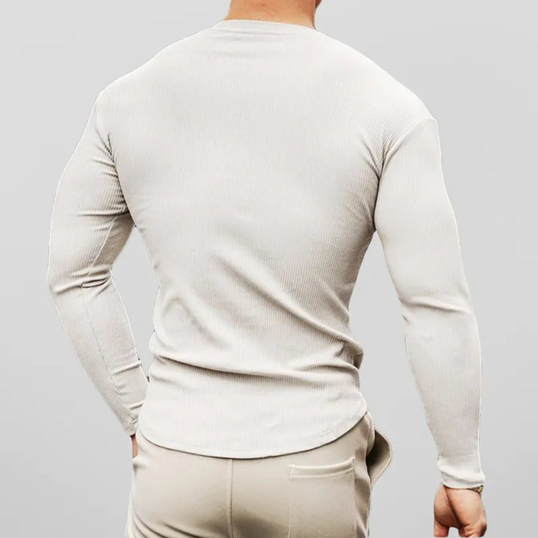 Liam Cotton Slim Fit Long Sleeve Henley Shirt Artisio
