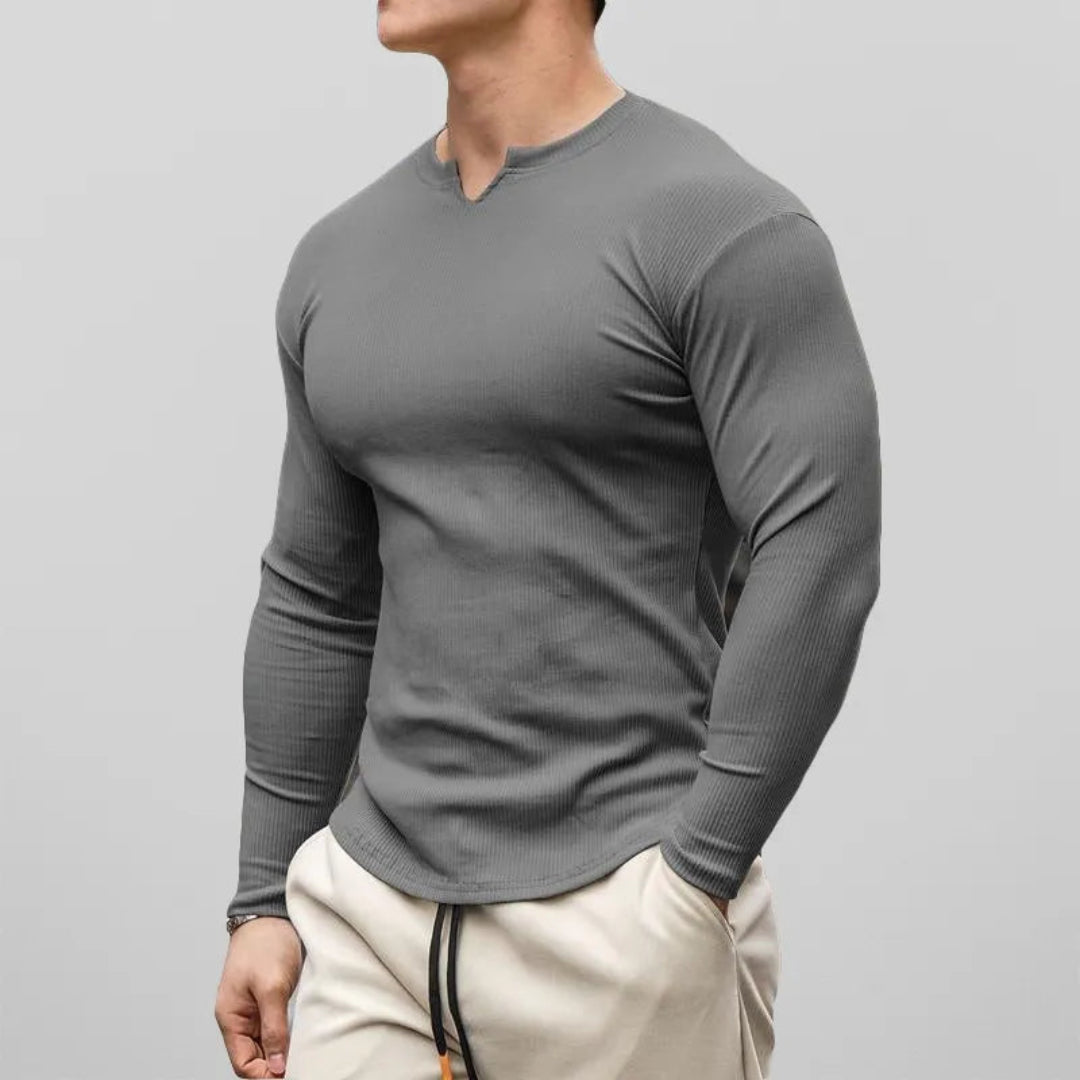 Liam Cotton Slim Fit Long Sleeve Henley Shirt Artisio