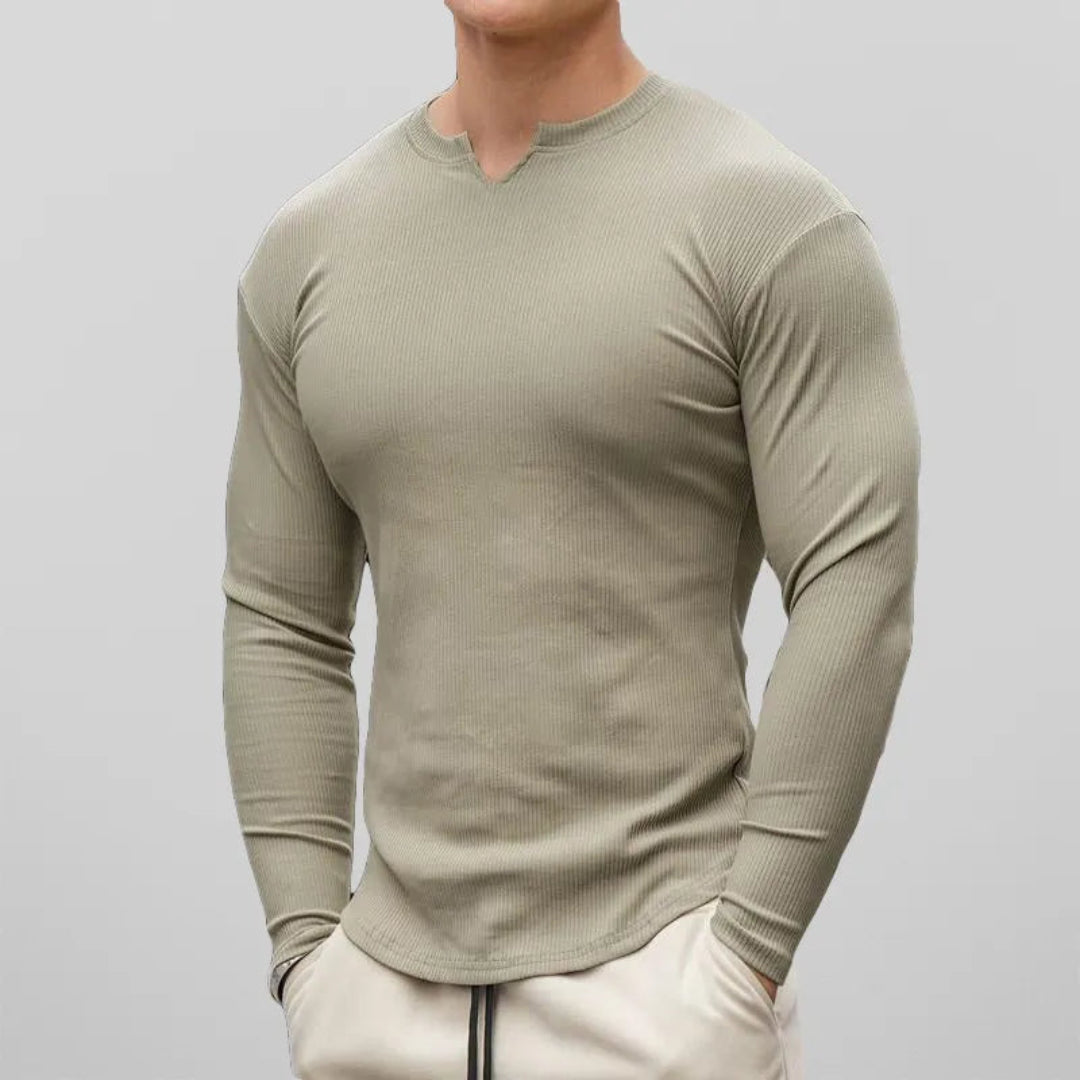 Liam Cotton Slim Fit Long Sleeve Henley Shirt Artisio