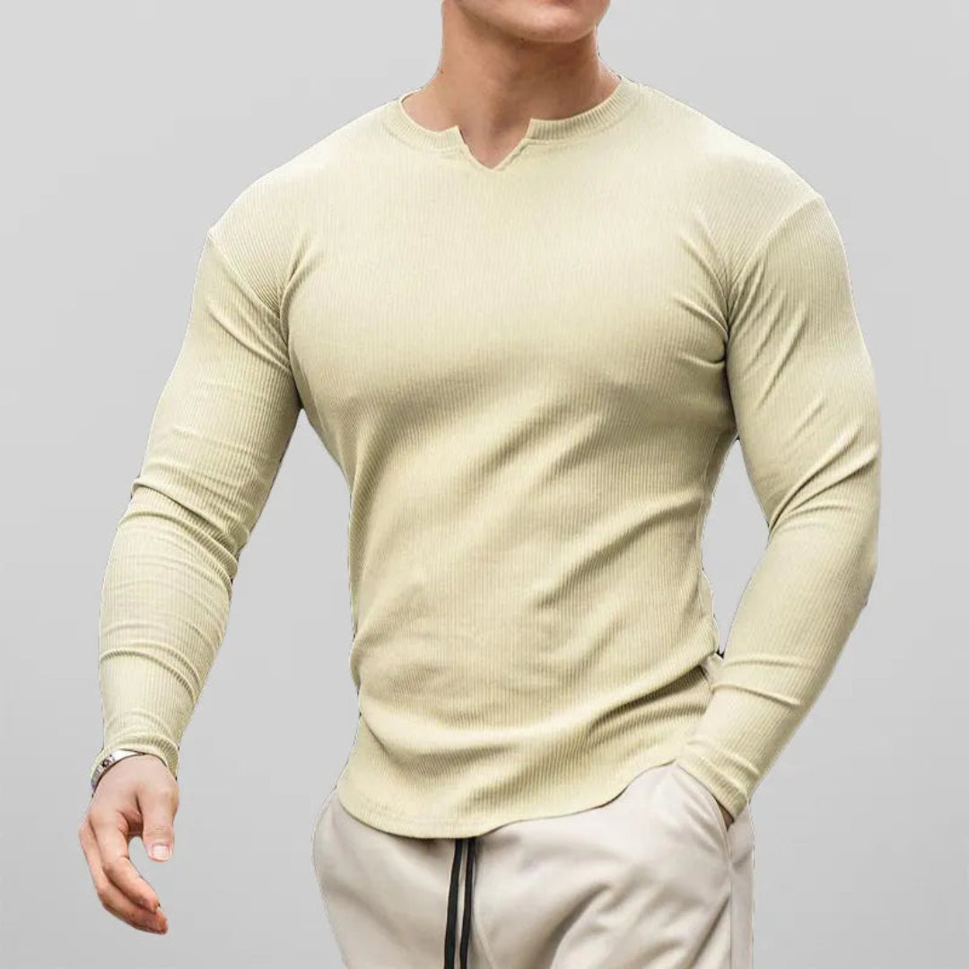Liam Cotton Slim Fit Long Sleeve Henley Shirt Artisio