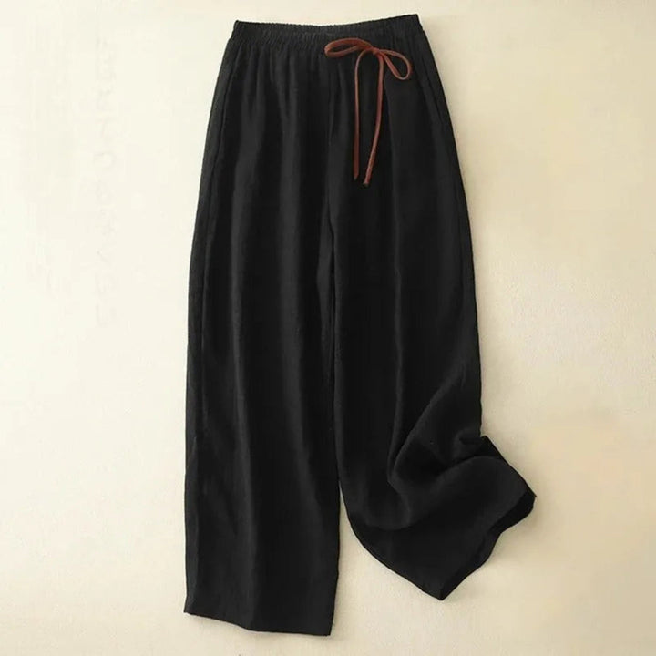 Lisa Drawstring Wide-Leg Linen Trousers Artisio