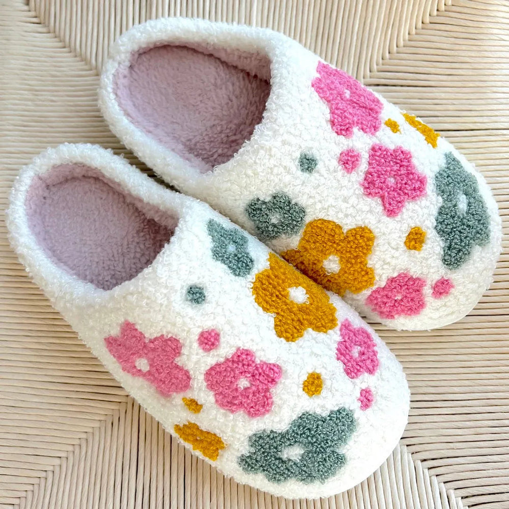 Women's Floral Plush Slip-On Slippers Artisio