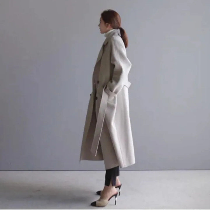 Louise Waist-Cinching Mid-Length Wool Coat Artisio