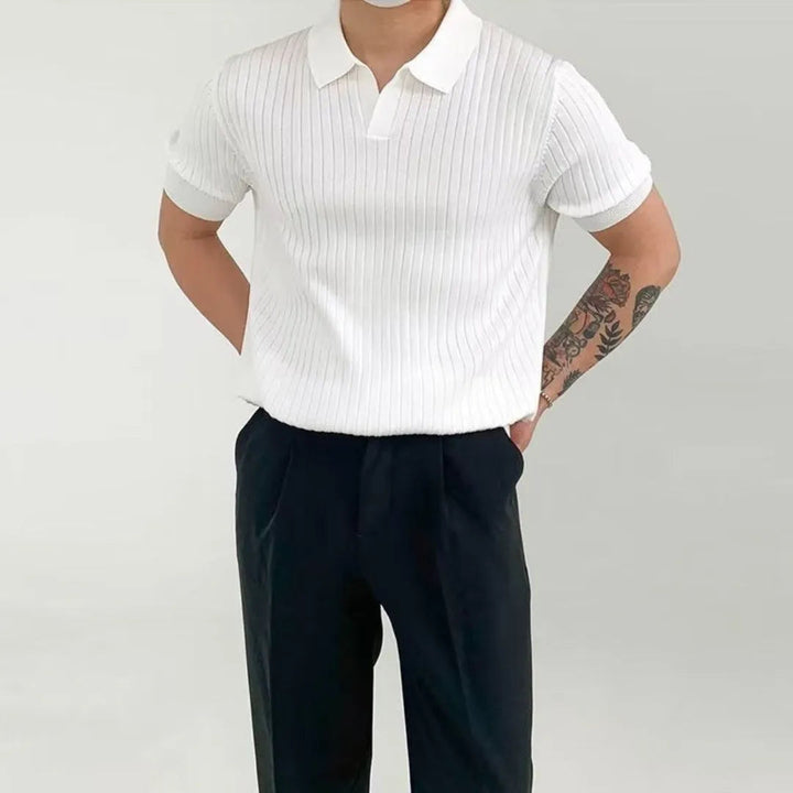 Lucien Ribbed Knit Polo Artisio