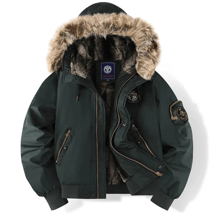 Luis Faux Fur Hood Quilted Bomber Jacket Artisio