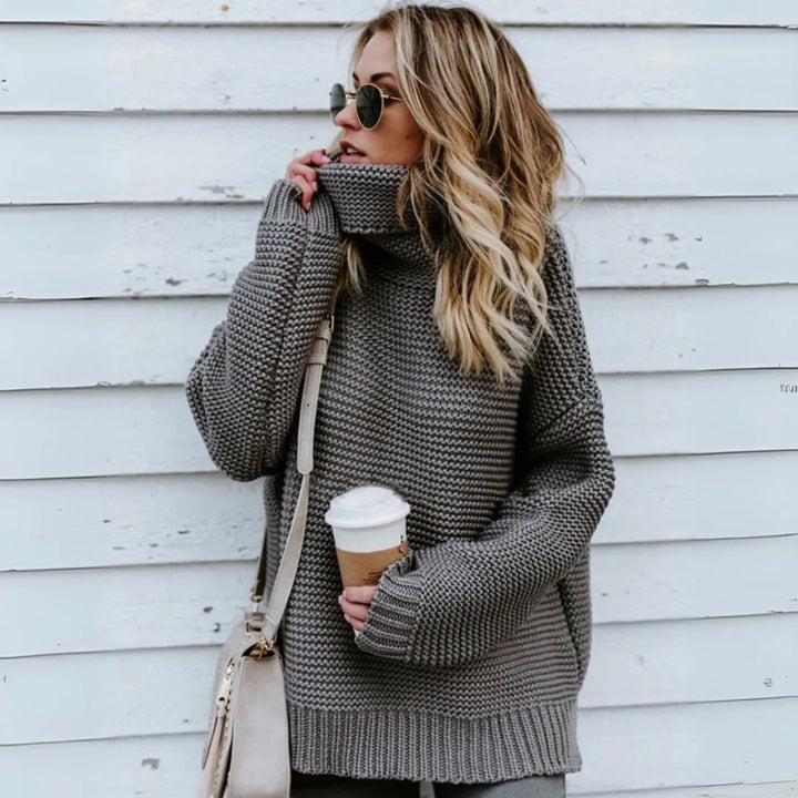 Macy Oversized Turtleneck Knit Sweater