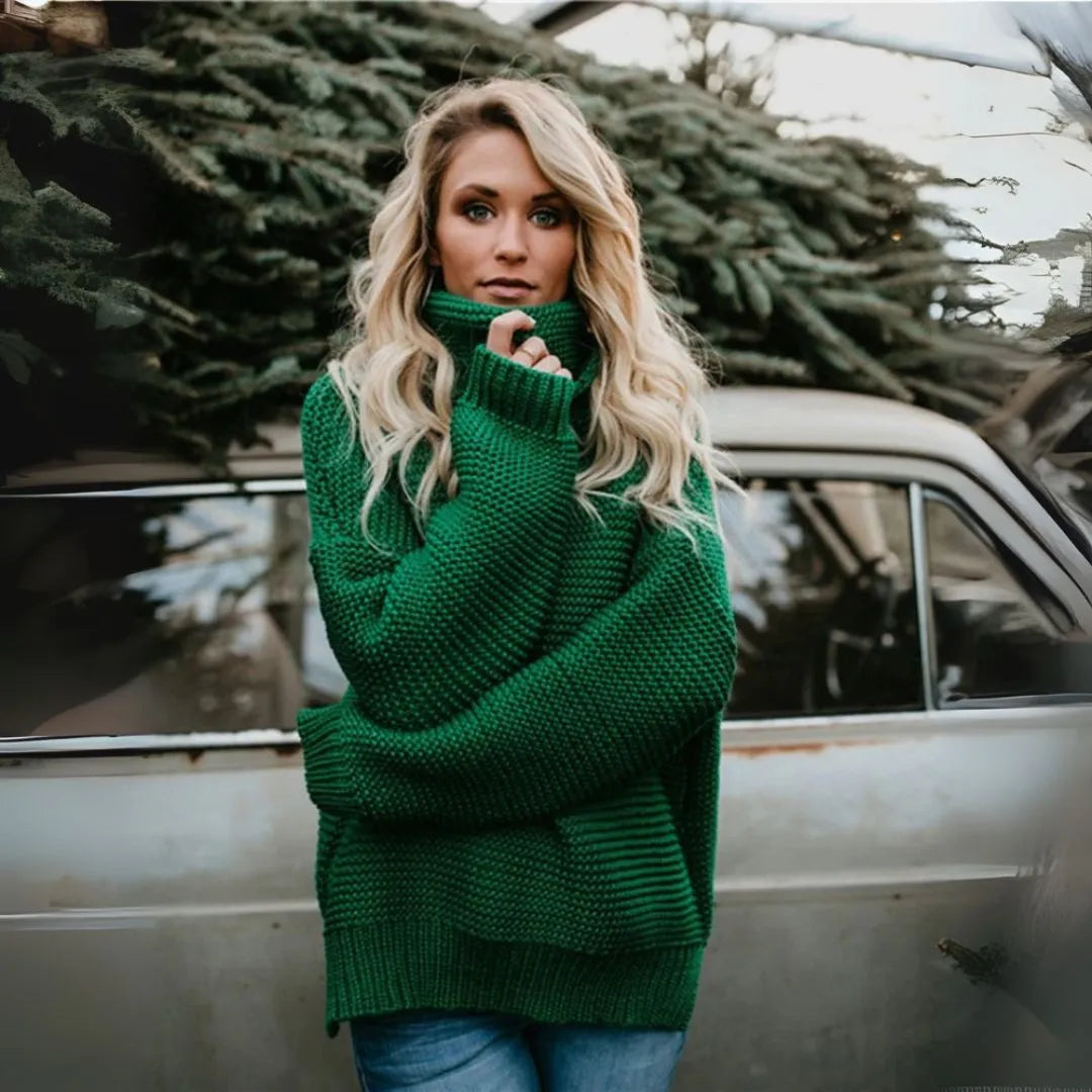 Macy Oversized Turtleneck Knit Sweater