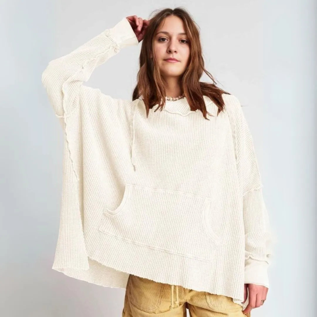 Macy Oversized Waffle-Knit Hoodie