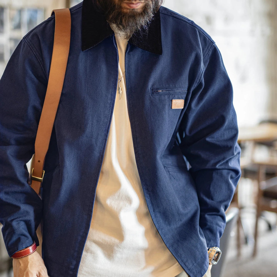 Maden Retro Canvas Detroit Hunting J001 Jacket Heavyweight Pocket Work Jacket Lapel Collar Zipper Coat for Men's Spring and Fall Artisio