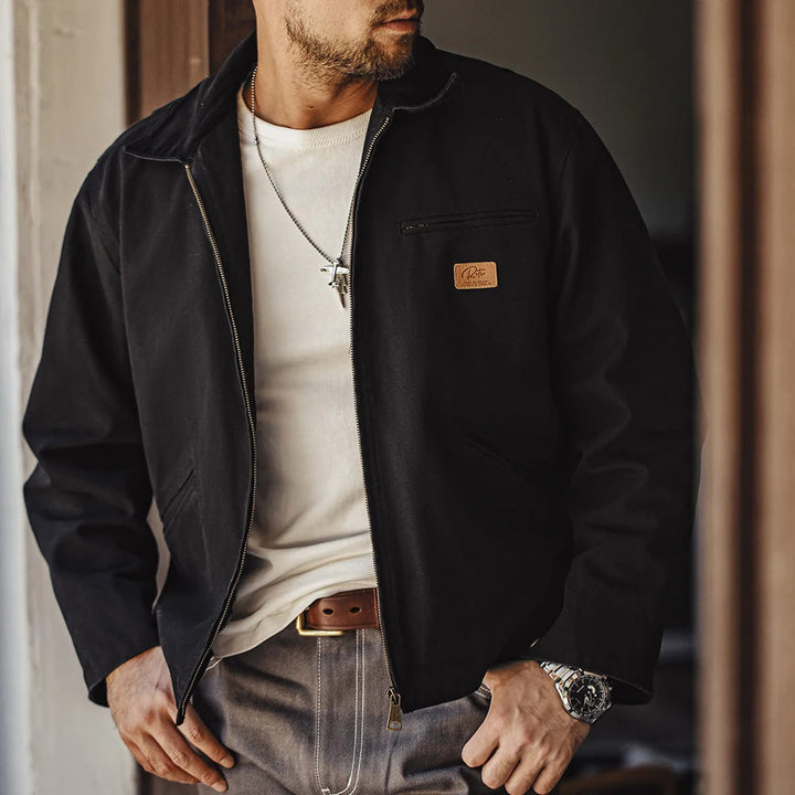 Maden Retro Canvas Detroit Hunting J001 Jacket Heavyweight Pocket Work Jacket Lapel Collar Zipper Coat for Men's Spring and Fall Artisio