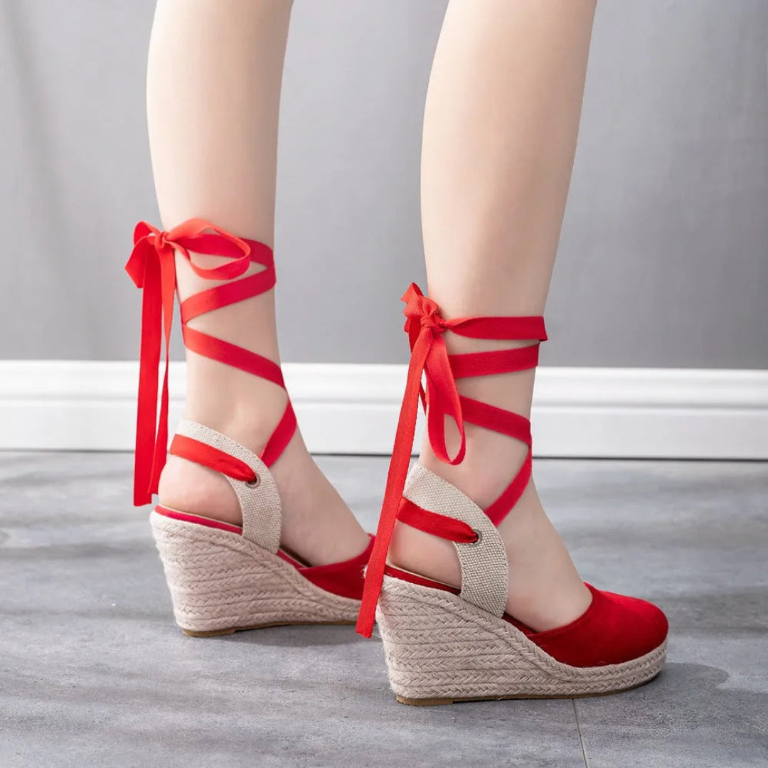 Marbella Lace-Up Wedge Espadrilles