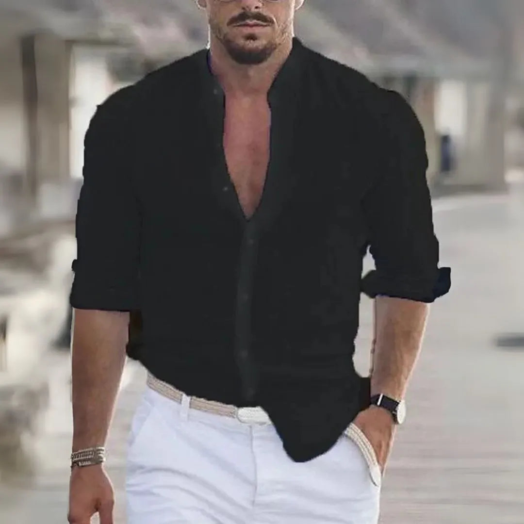 Marco Solid Button-Up Long Sleeves Shirt Artisio