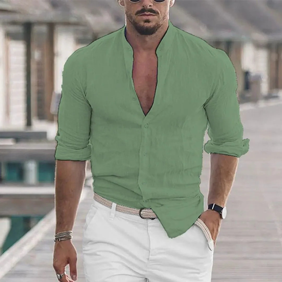 Marco Solid Button-Up Long Sleeves Shirt Artisio