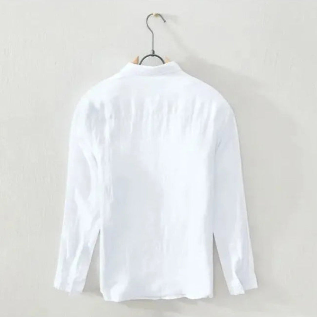 Marco Double Stripe Long Sleeve Linen Shirt