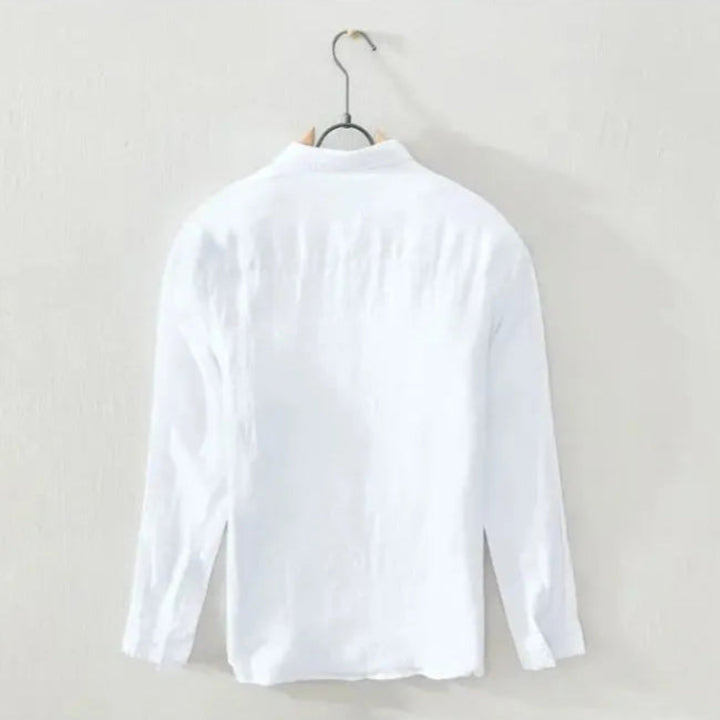 Marco Double Stripe Long Sleeve Linen Shirt