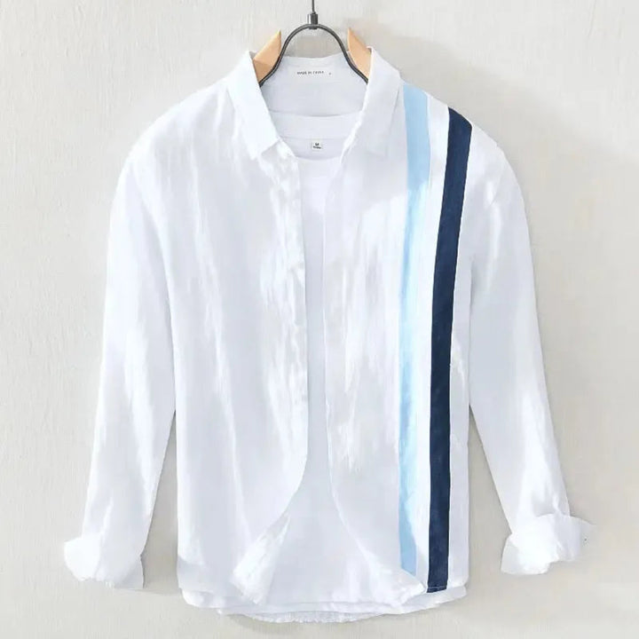 Marco Double Stripe Long Sleeve Linen Shirt