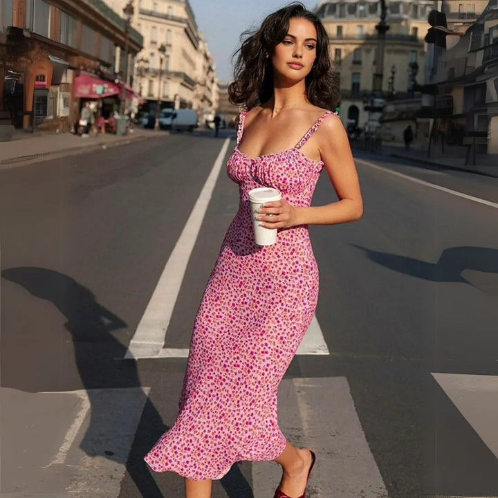 Margot Ditsy Floral Ruched Midi Dress