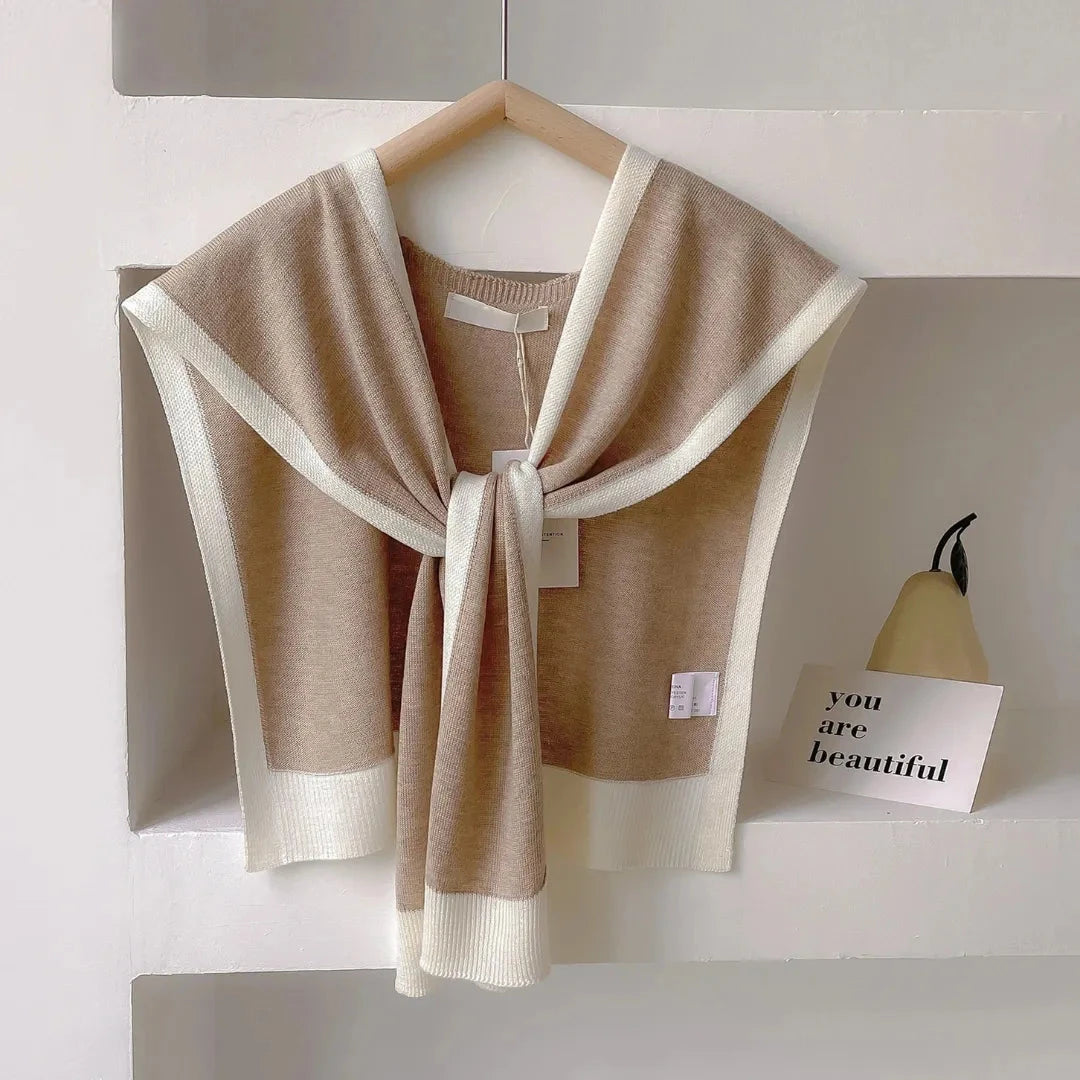 Mariam Contrast-Trim Knit Shawl Artisio