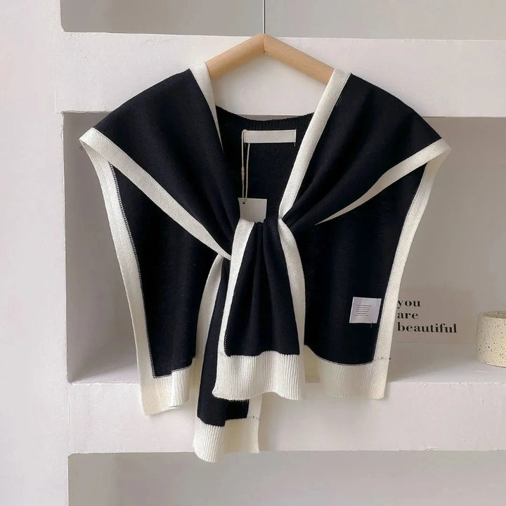 Mariam Contrast-Trim Knit Shawl Artisio