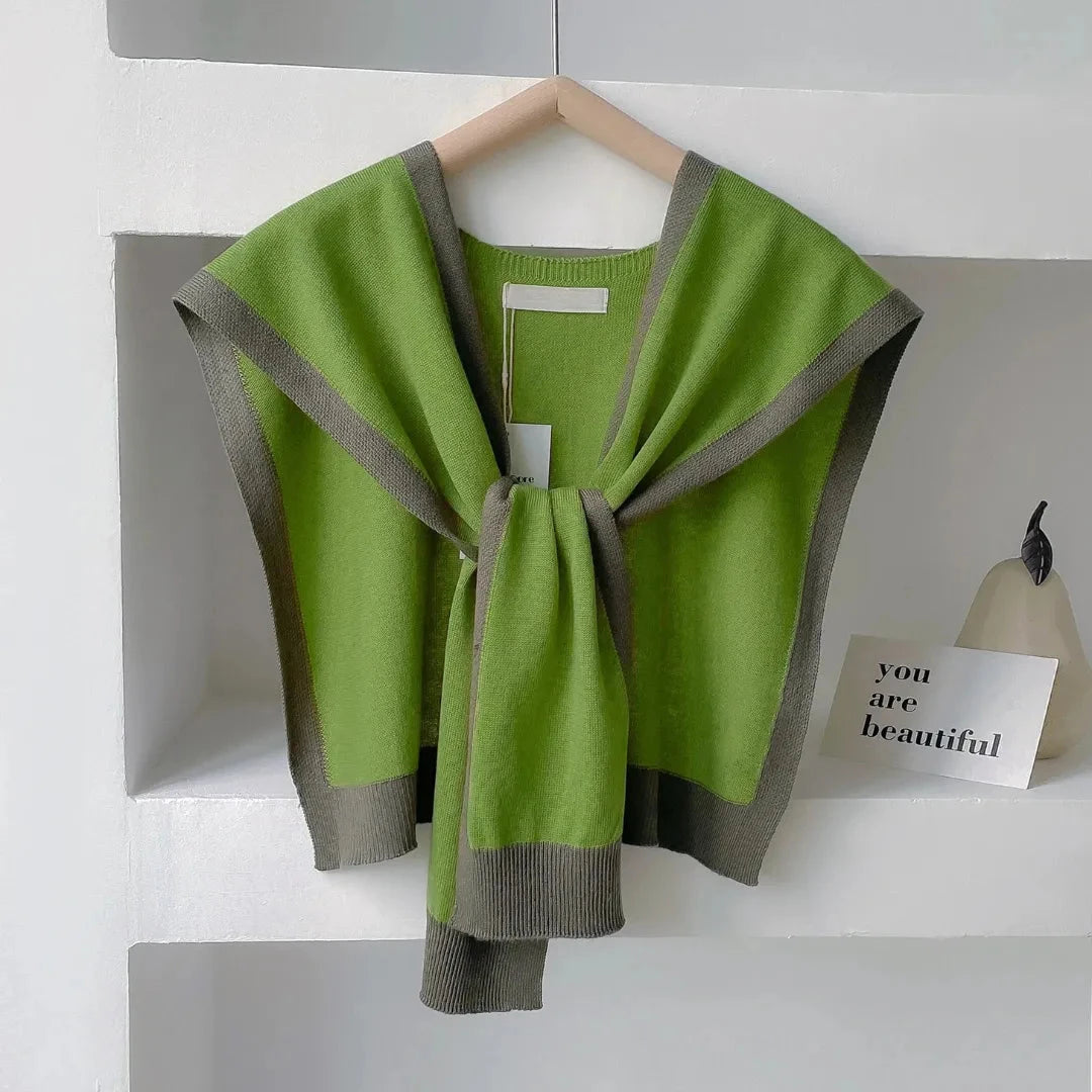 Mariam Contrast-Trim Knit Shawl Artisio