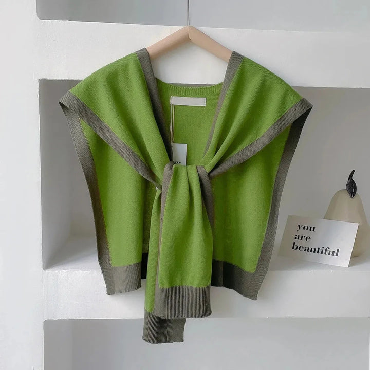 Mariam Contrast-Trim Knit Shawl Artisio