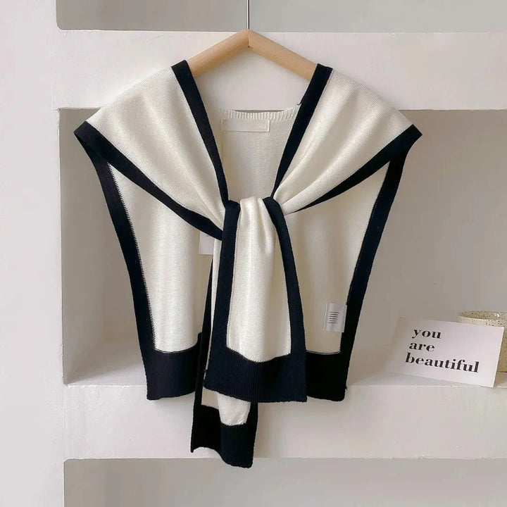 Mariam Contrast-Trim Knit Shawl Artisio