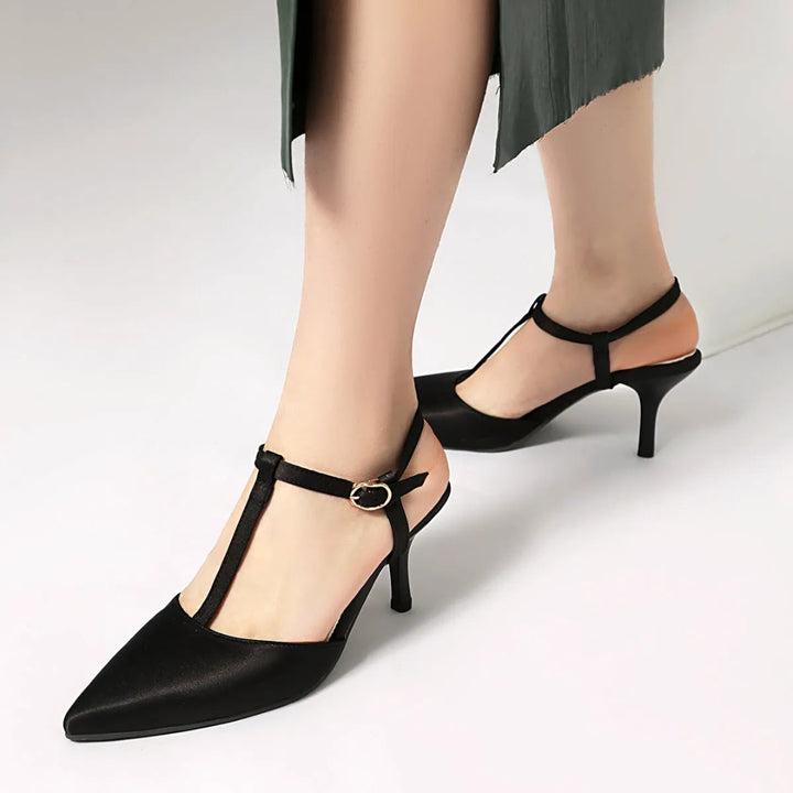Maris T-Strap Pointed-Toe Stilletos