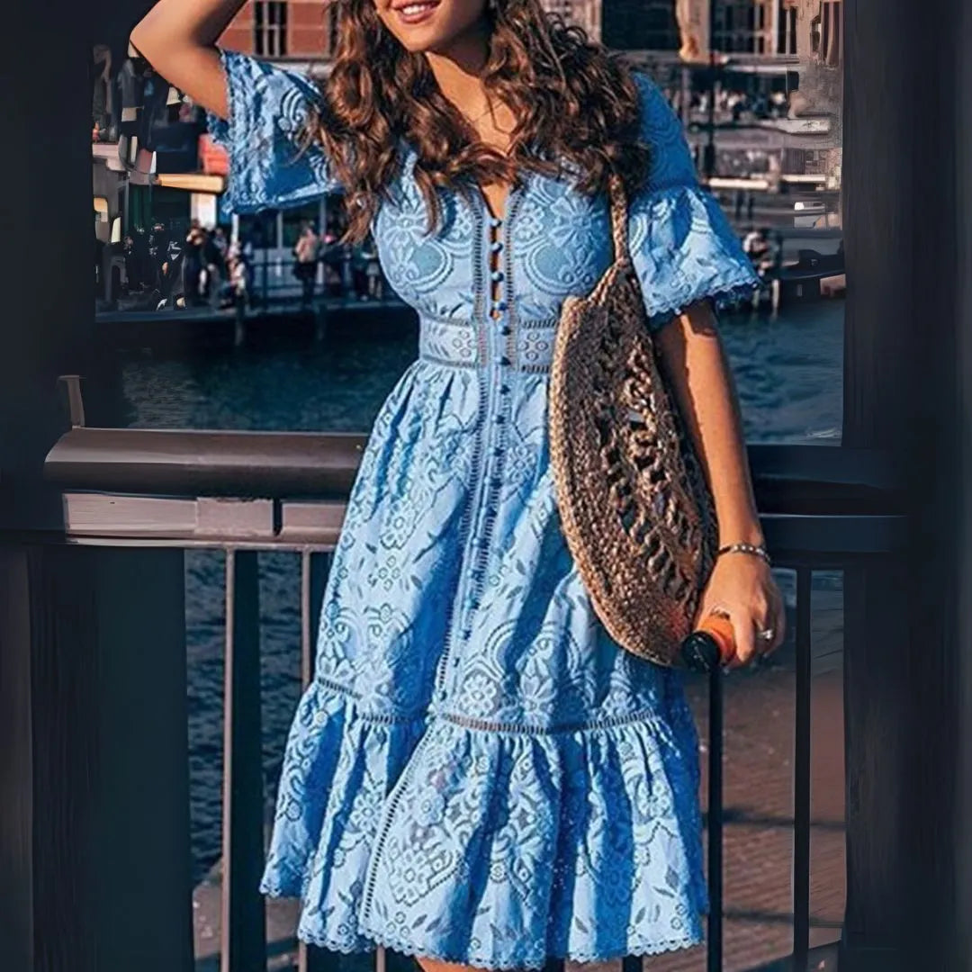 Maris V-Neck Lace Midi Dress