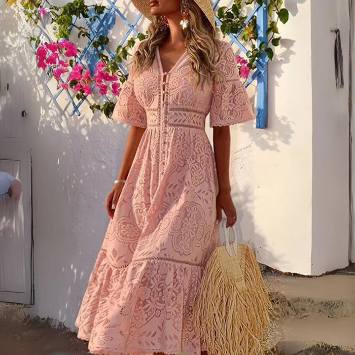 Maris V-Neck Lace Midi Dress