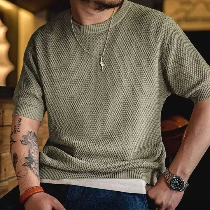Mark Crewneck Textured Knit Tee Artisio