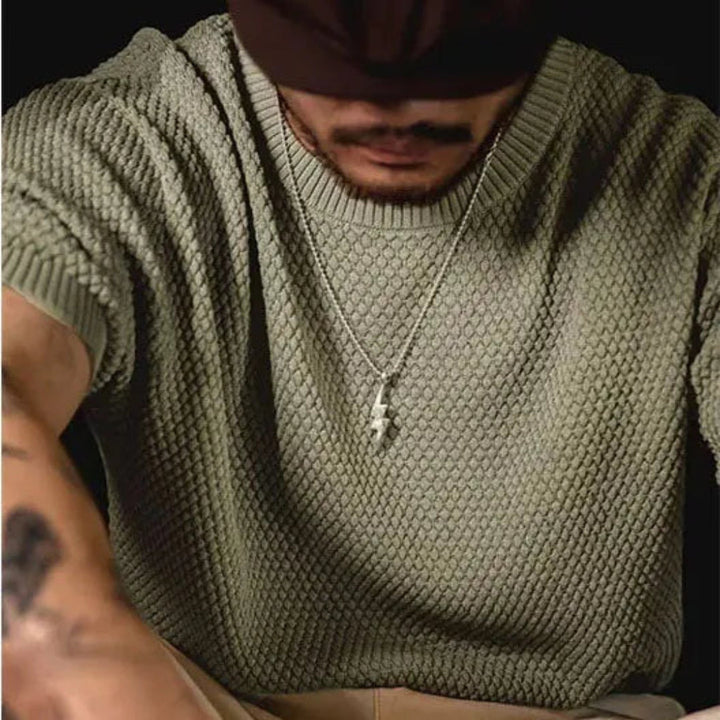 Mark Crewneck Textured Knit Tee Artisio