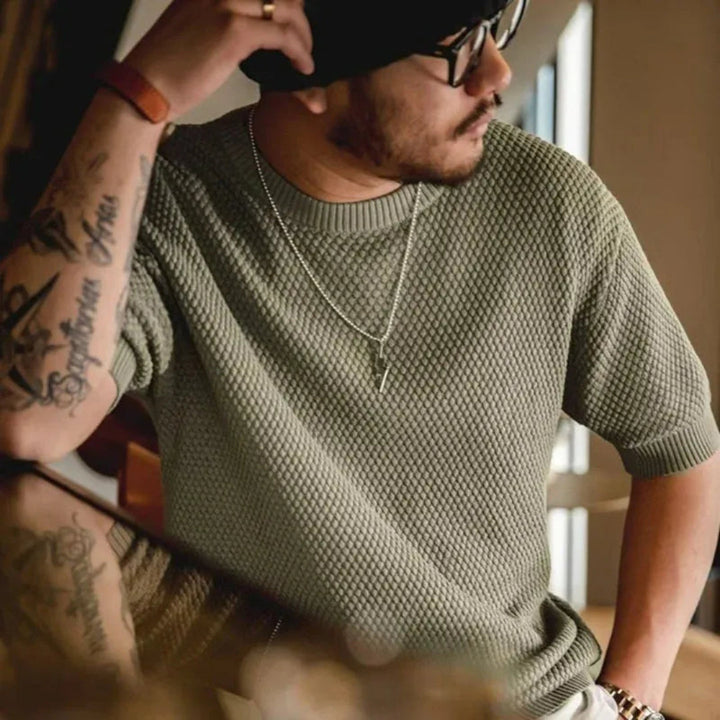 Mark Crewneck Textured Knit Tee Artisio