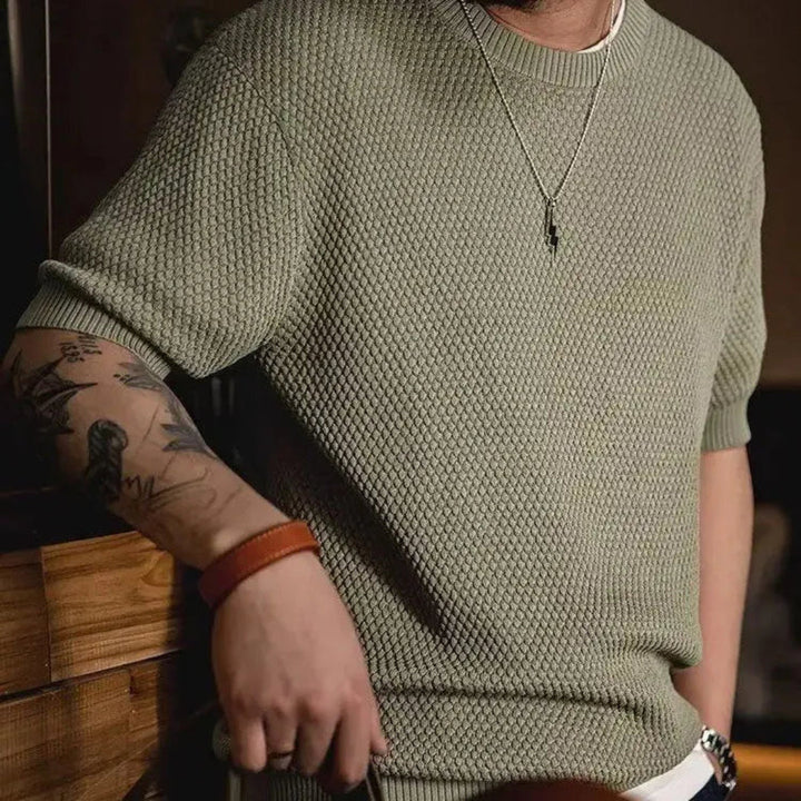 Mark Crewneck Textured Knit Tee Artisio