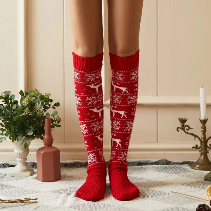 Mary Women's Reindeer Christmas Knee Socks