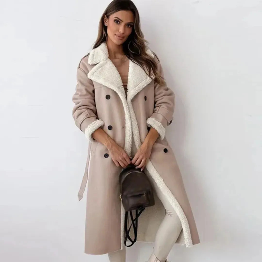 Maureen Double-Breasted Faux Shearling Coat Artisio
